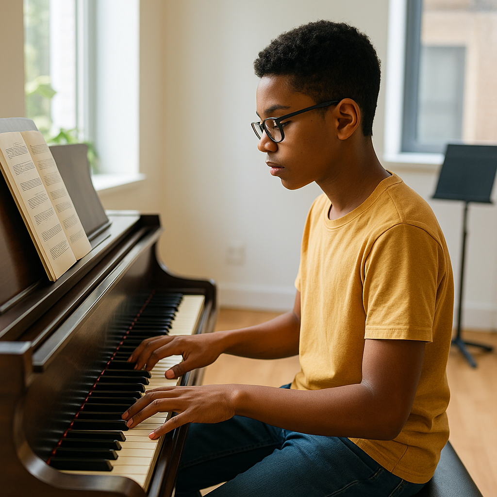 Student at piano